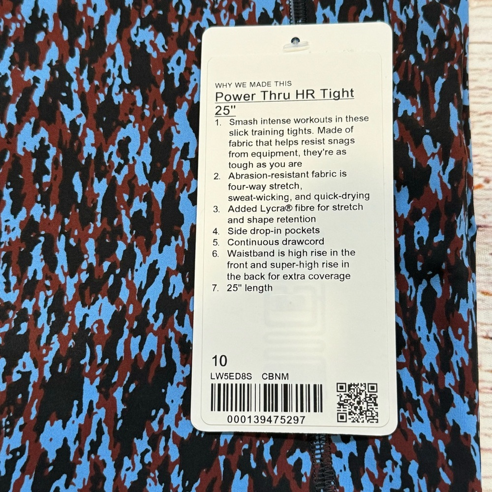 NWT Lululemon Power Thru High-Rise Tight 25" Leopard Camo Blue Nile Multi Sz 10 - Picture 6 of 12